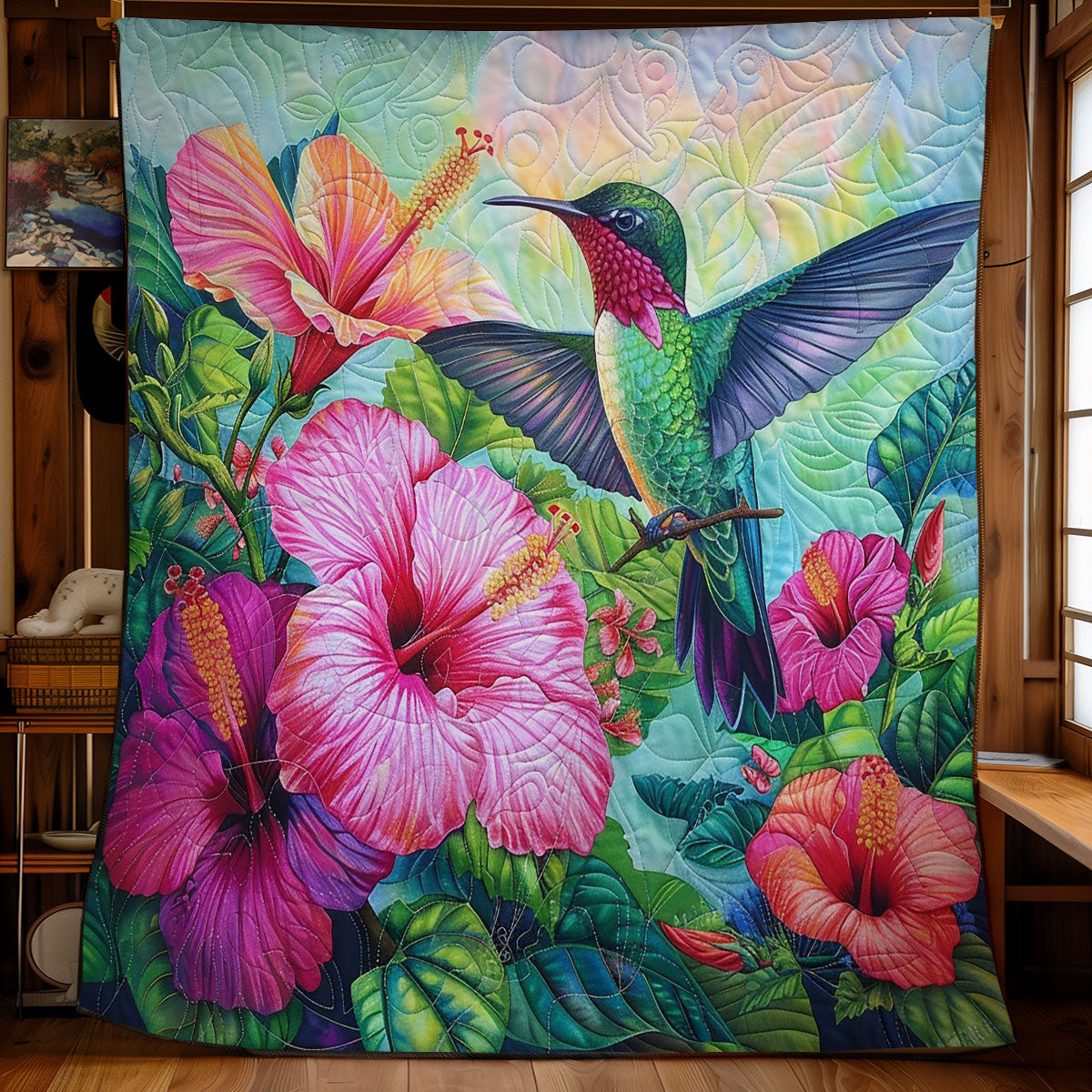 Spring Blooming Hummingbird WM2308048CL Quilt