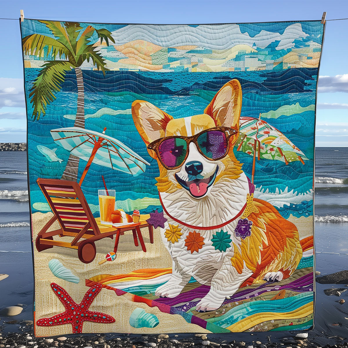 Sunbathing Corgi WM2308005CL Quilt