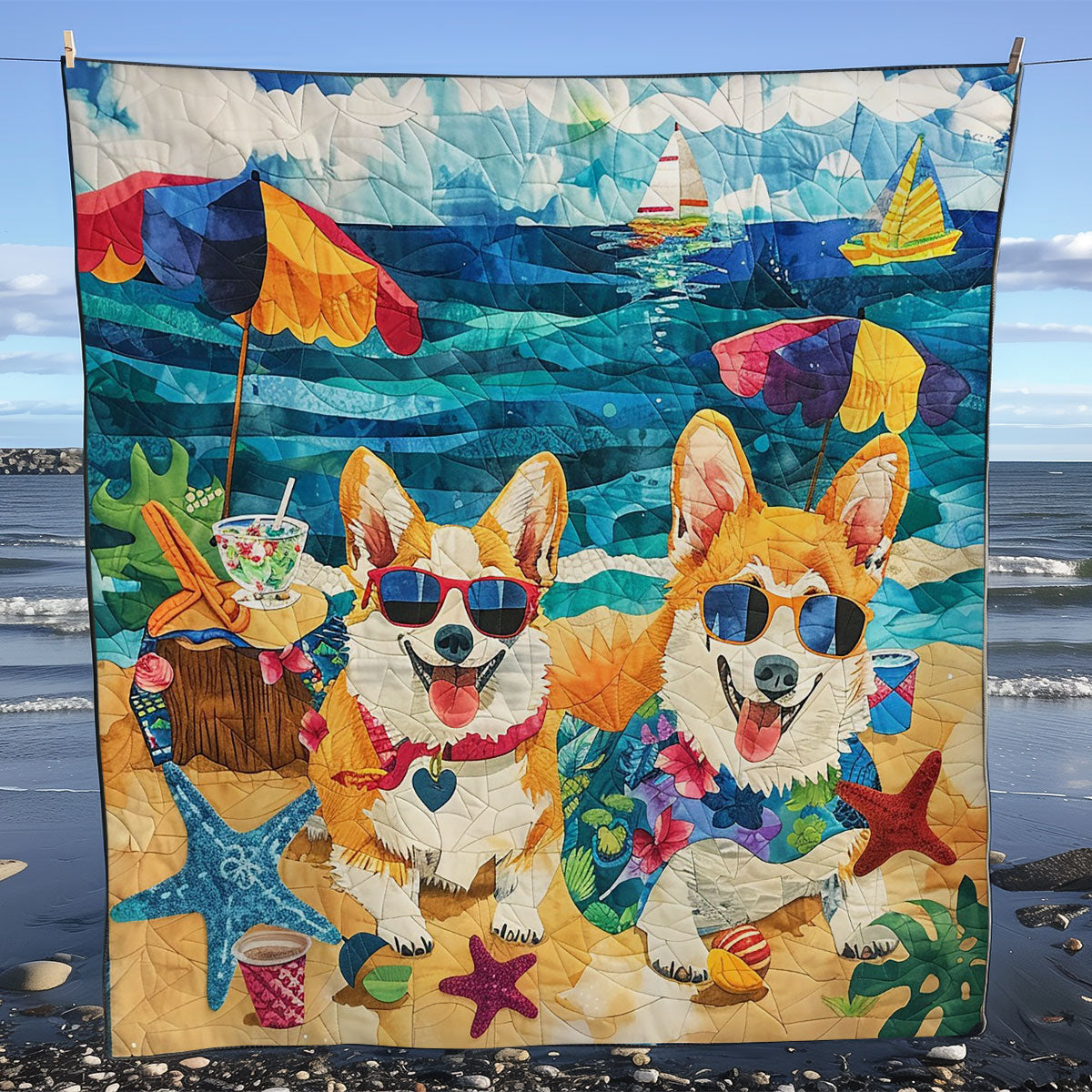 Sunbathing Corgi WM2408012CL Quilt