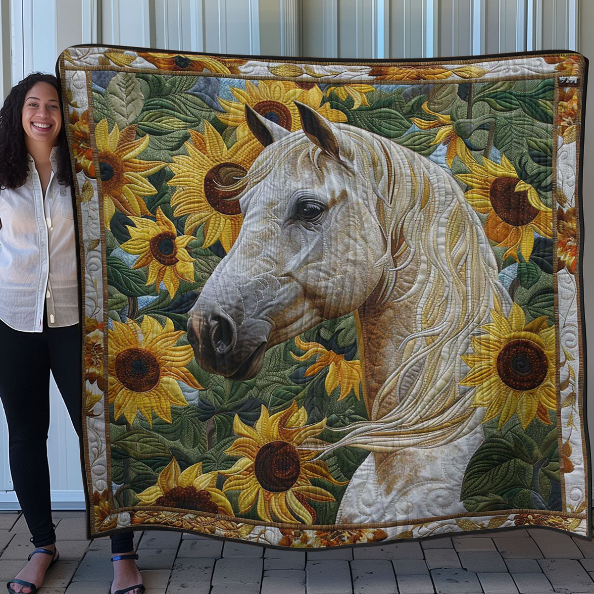 Sunflower Meadow Horse WN3007037CL Quilt