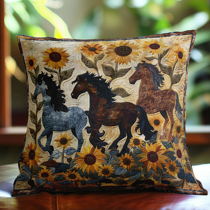 Sunflowers And Horses WN2607065CL Quilt Pillow Case