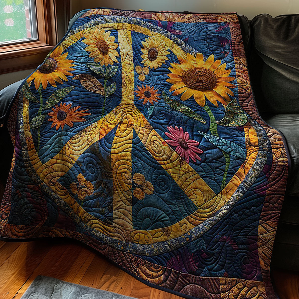 Sunflowers Peace Sign WM2907001CL Quilt