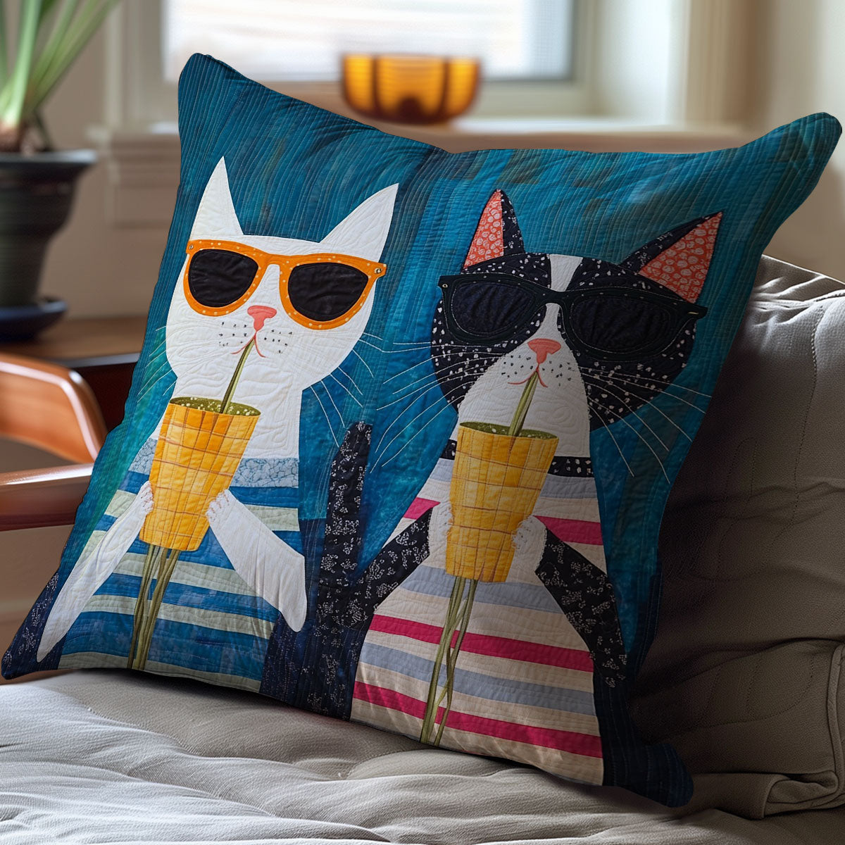 Sunglass Cat WM0608108CL Quilt Pillow Case