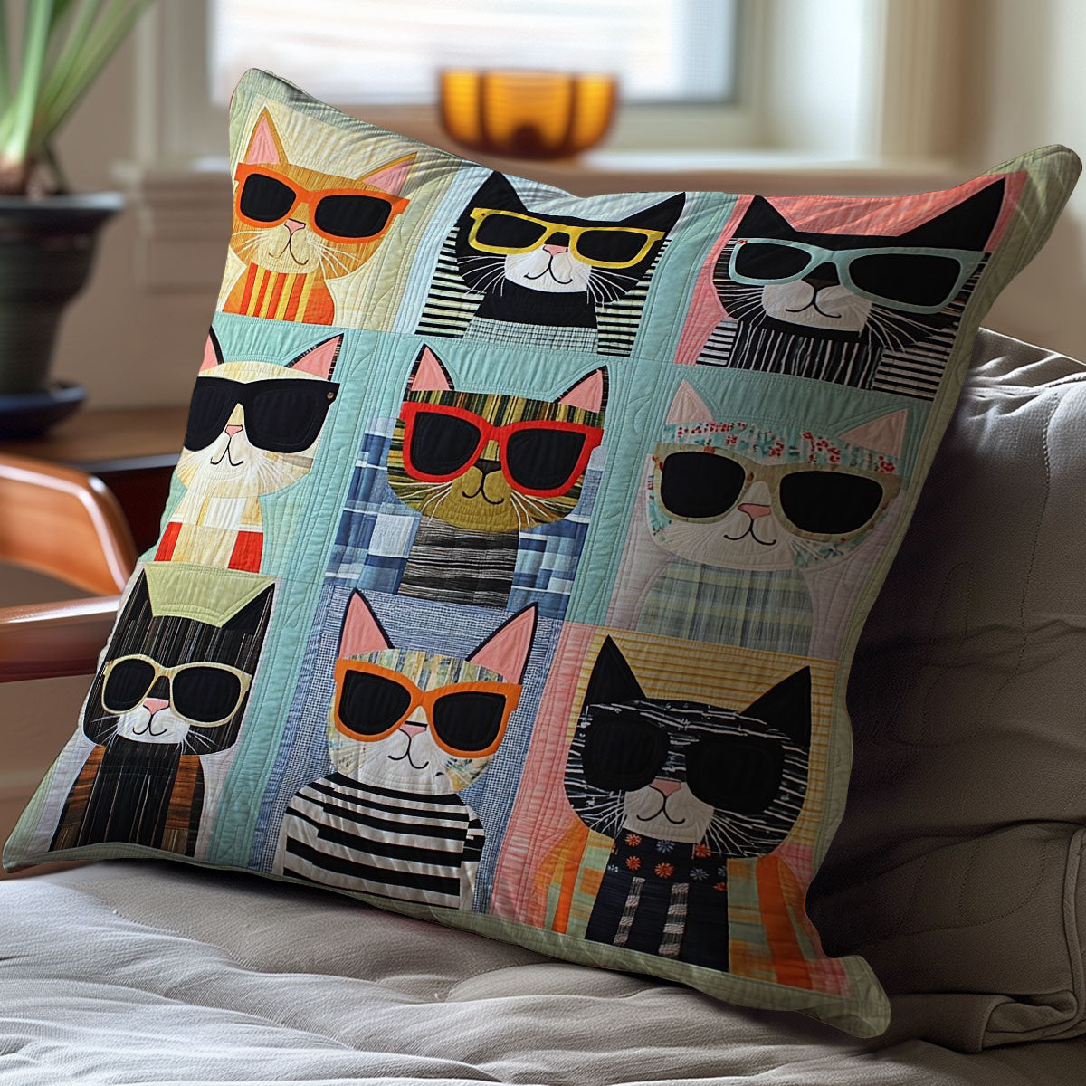 Sunglass Cat WM0608109CL Quilt Pillow Case