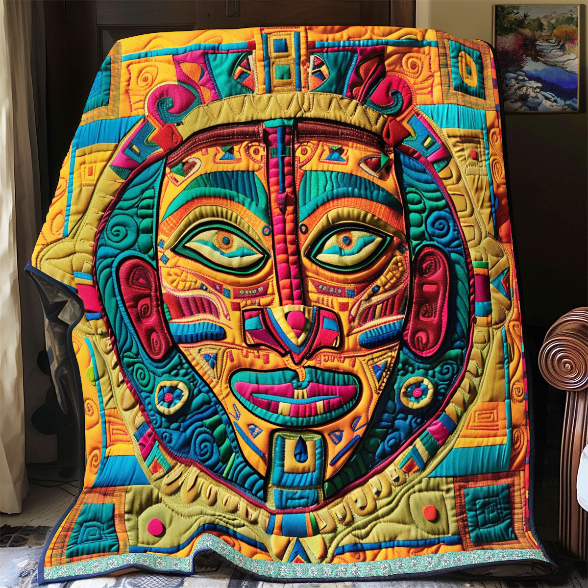 Aztec Tribal Mystic Mask WN1709051CL Quilt