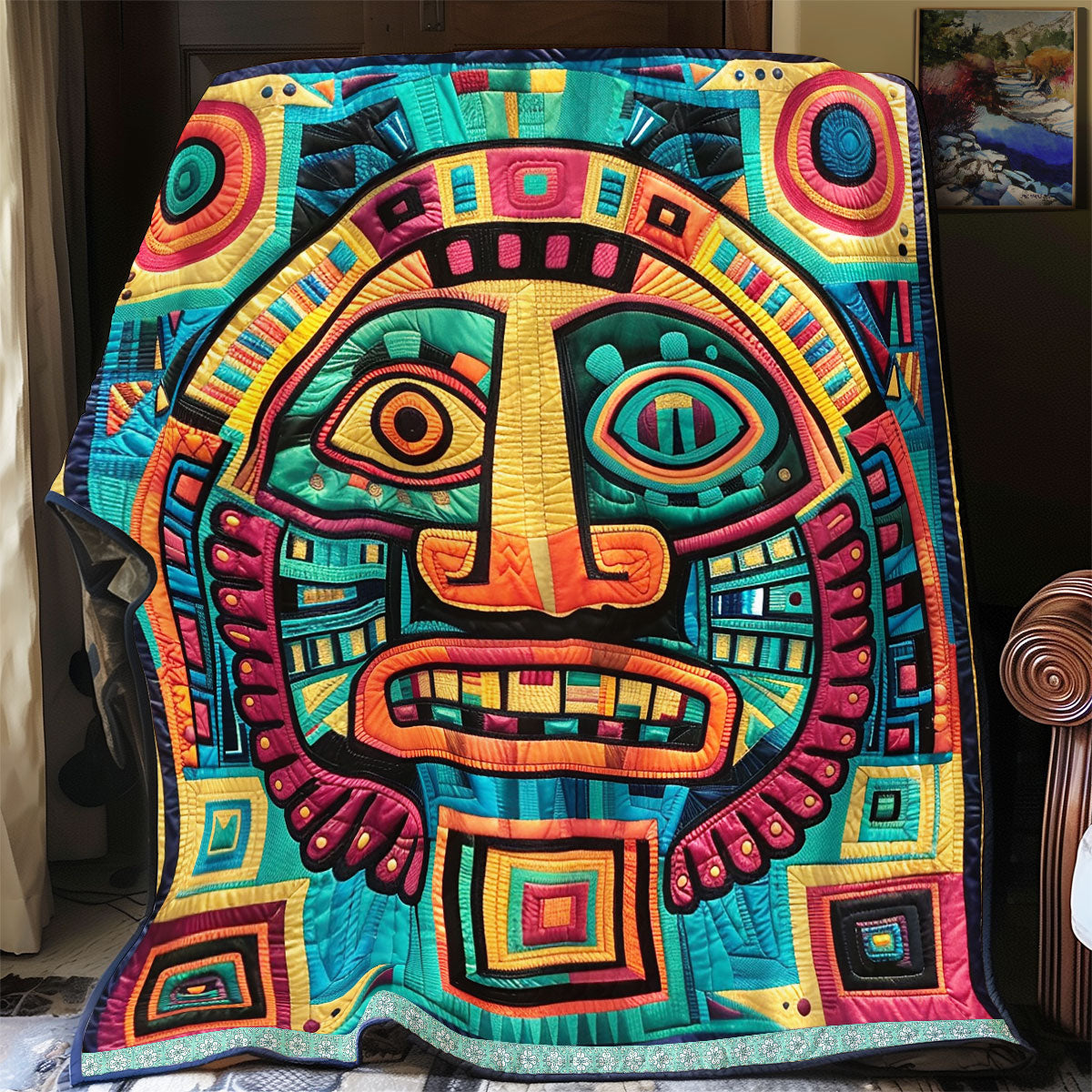 Aztec Tribal Mystic Mask WN1709052CL Quilt