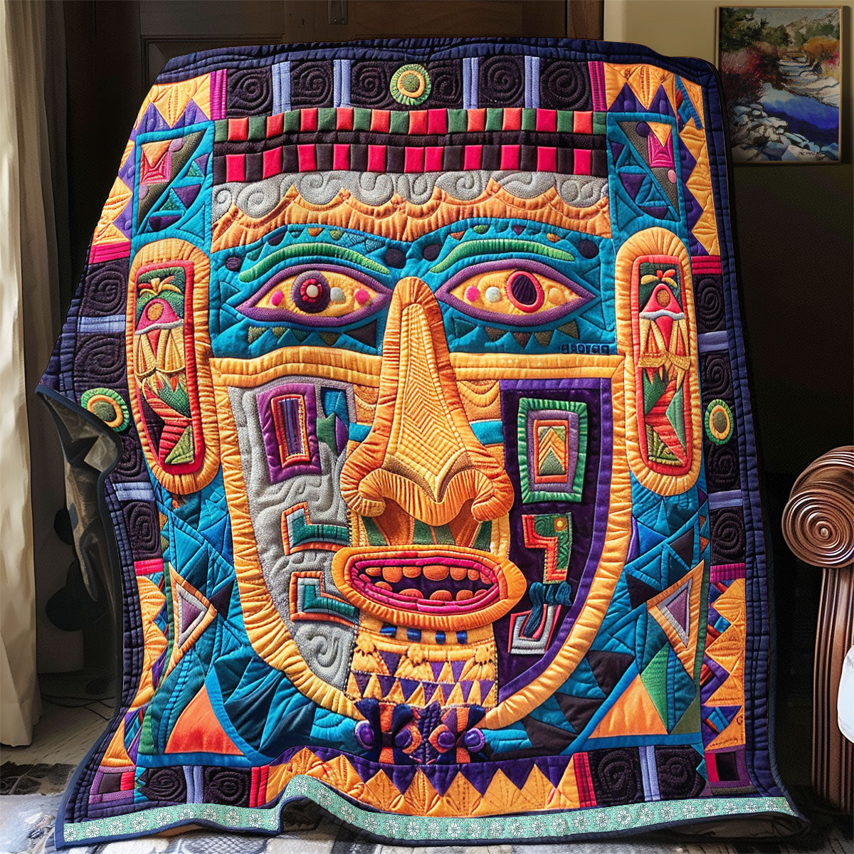 Aztec Tribal Spirit Mask WN1709047CL Quilt