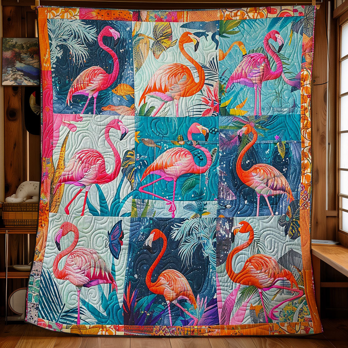 Tropical Flamingos WM2308060CL Quilt
