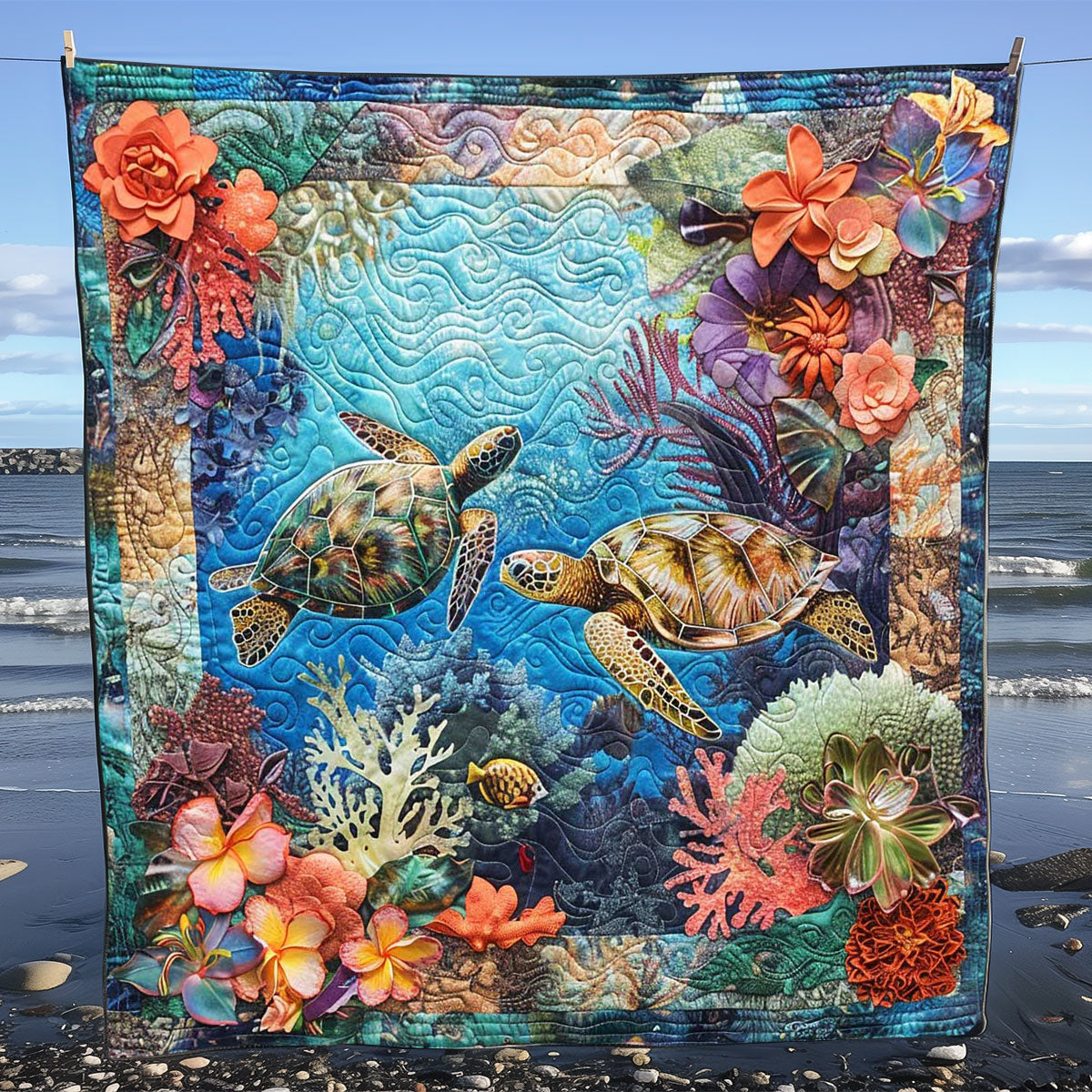 Turtle's Coral Haven WN1008024CL Quilt