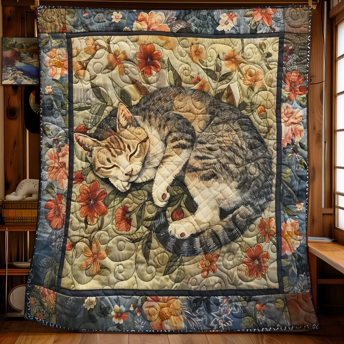 Vintage Cat Sleeping WM3008010CL Quilt