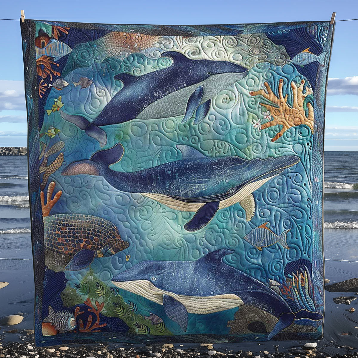 Whales' Horizon Quest WN1408008CL Quilt