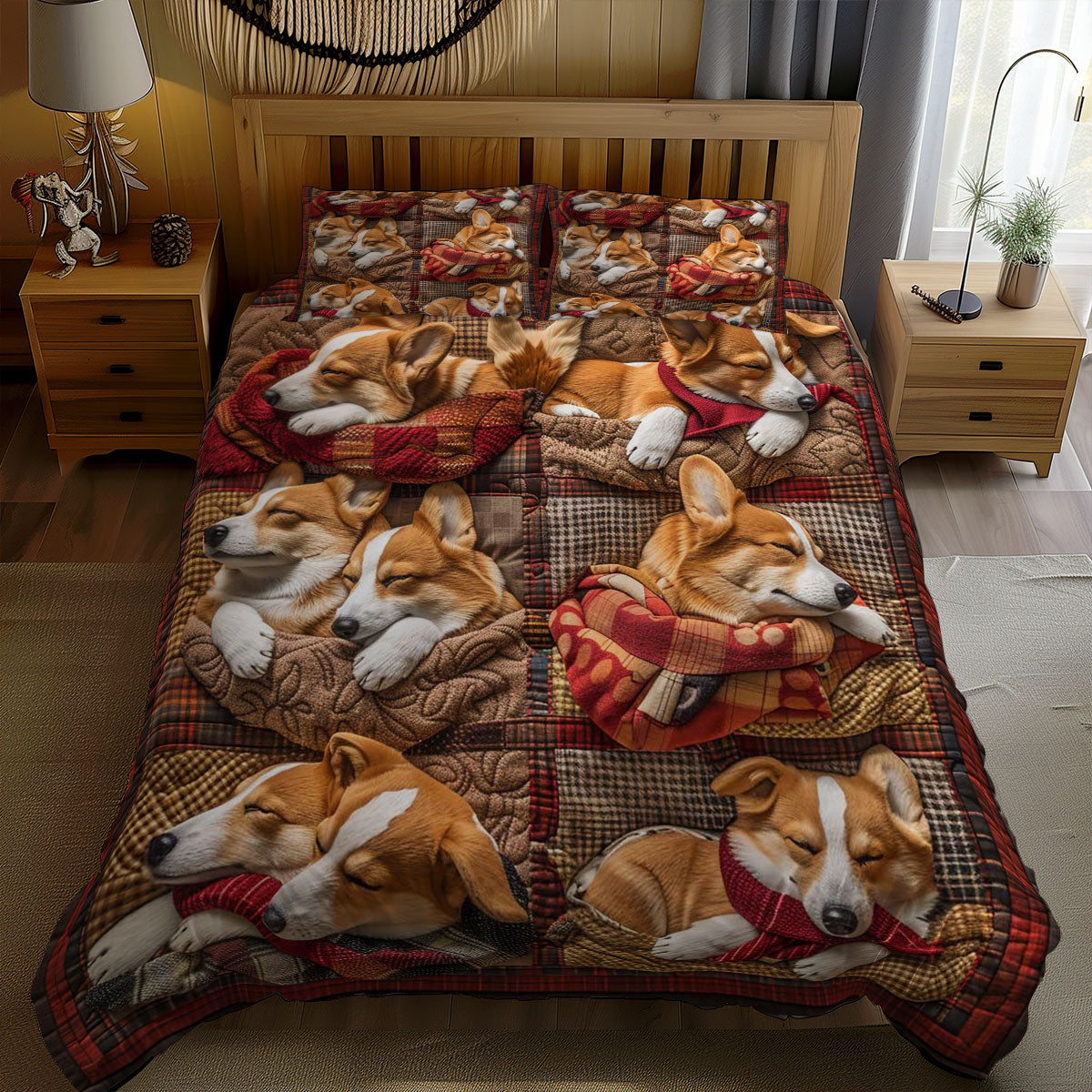 Corgi Plush WN1609004CL Duvet Cover Set