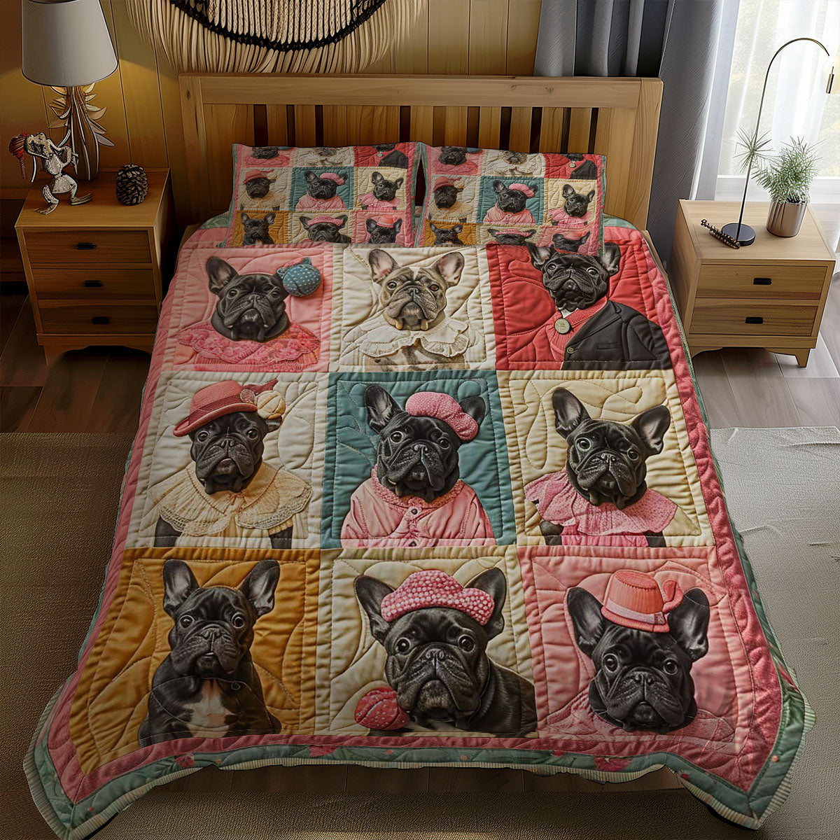 French Bulldogs Lively WN1609009CL Duvet Cover Set