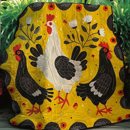 Black White Chickens WM2507001CL Quilt