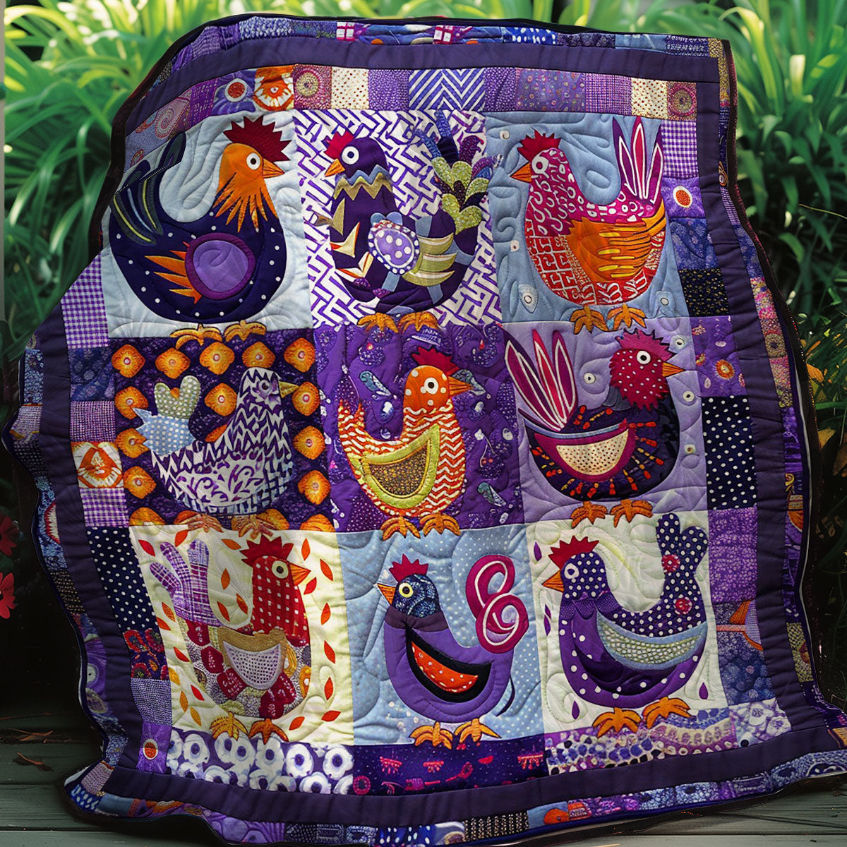 Purple Chickens WM2407007CL Quilt