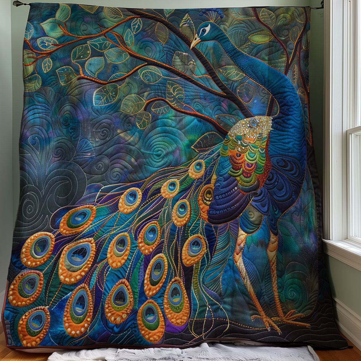 Elegant Peacock on Tree WP2907012CL Quilt