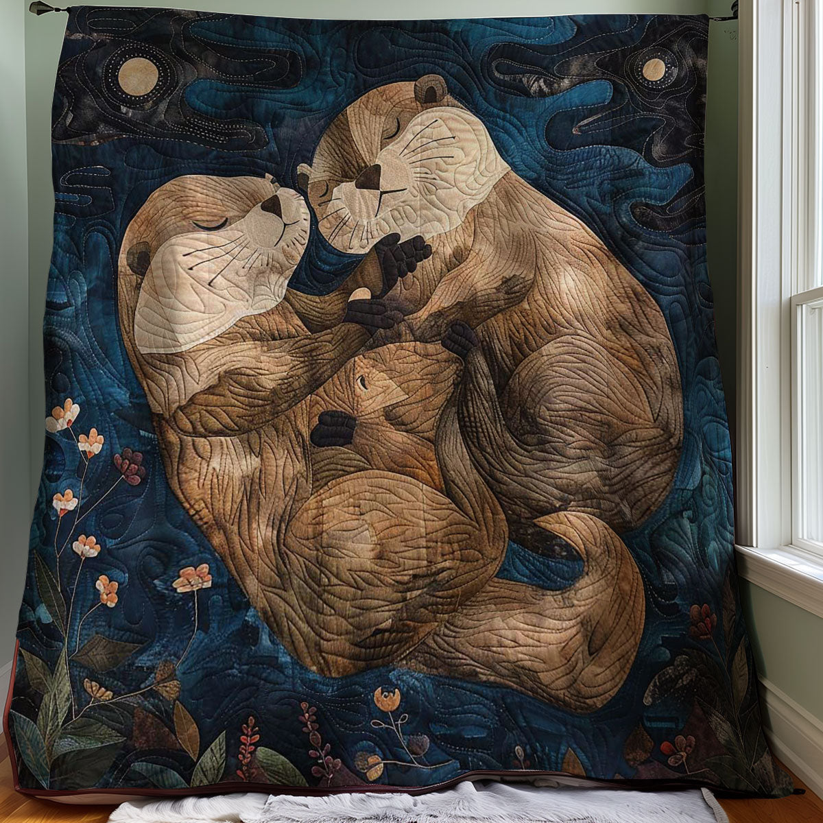 Hugging Otters Night WP2907010CL Quilt