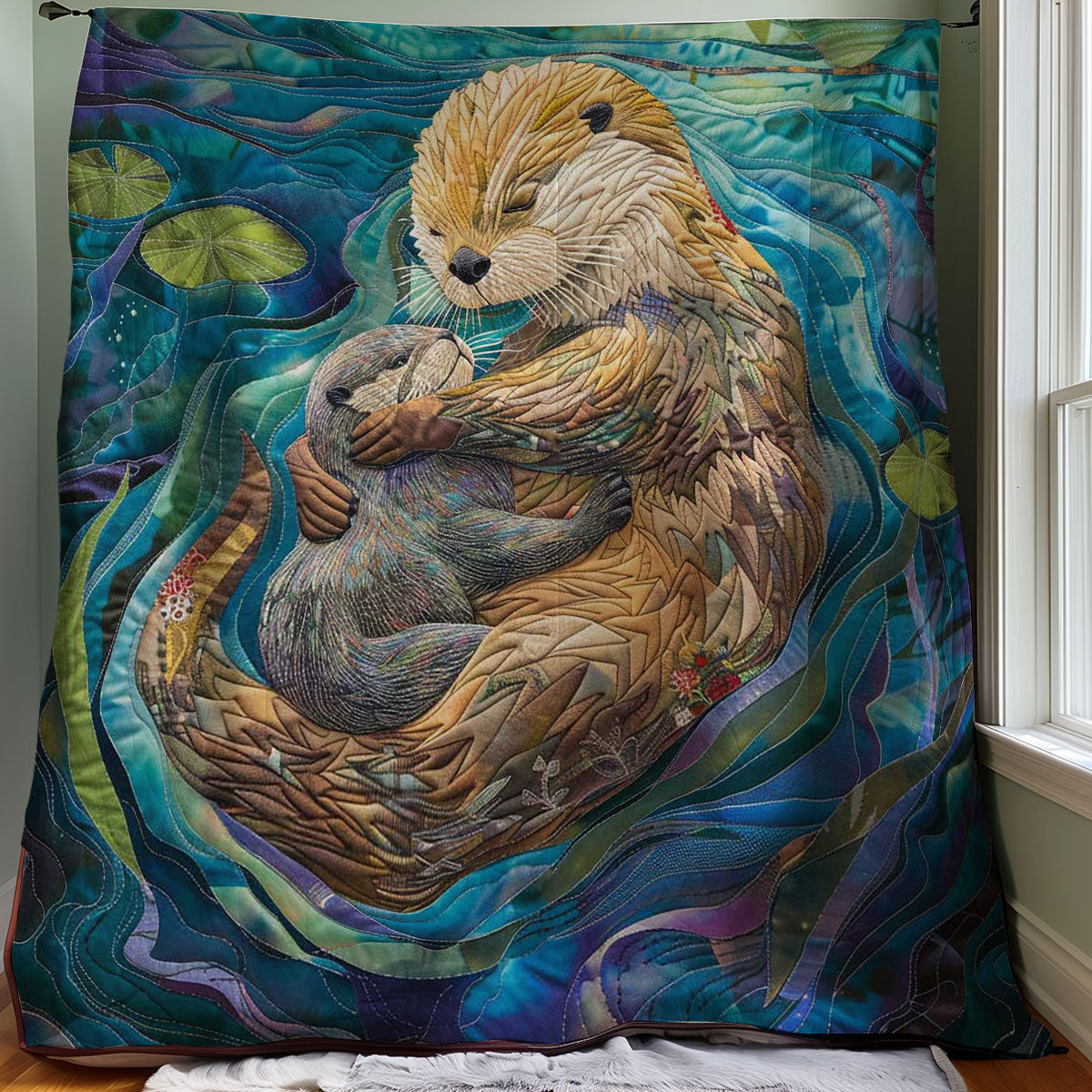 Otter Moms with Child WP2907011CL Quilt