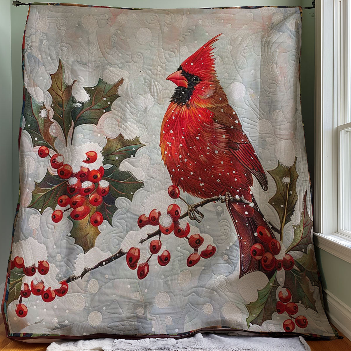 Red Cardinal Holly Berry WP2907024CL Quilt