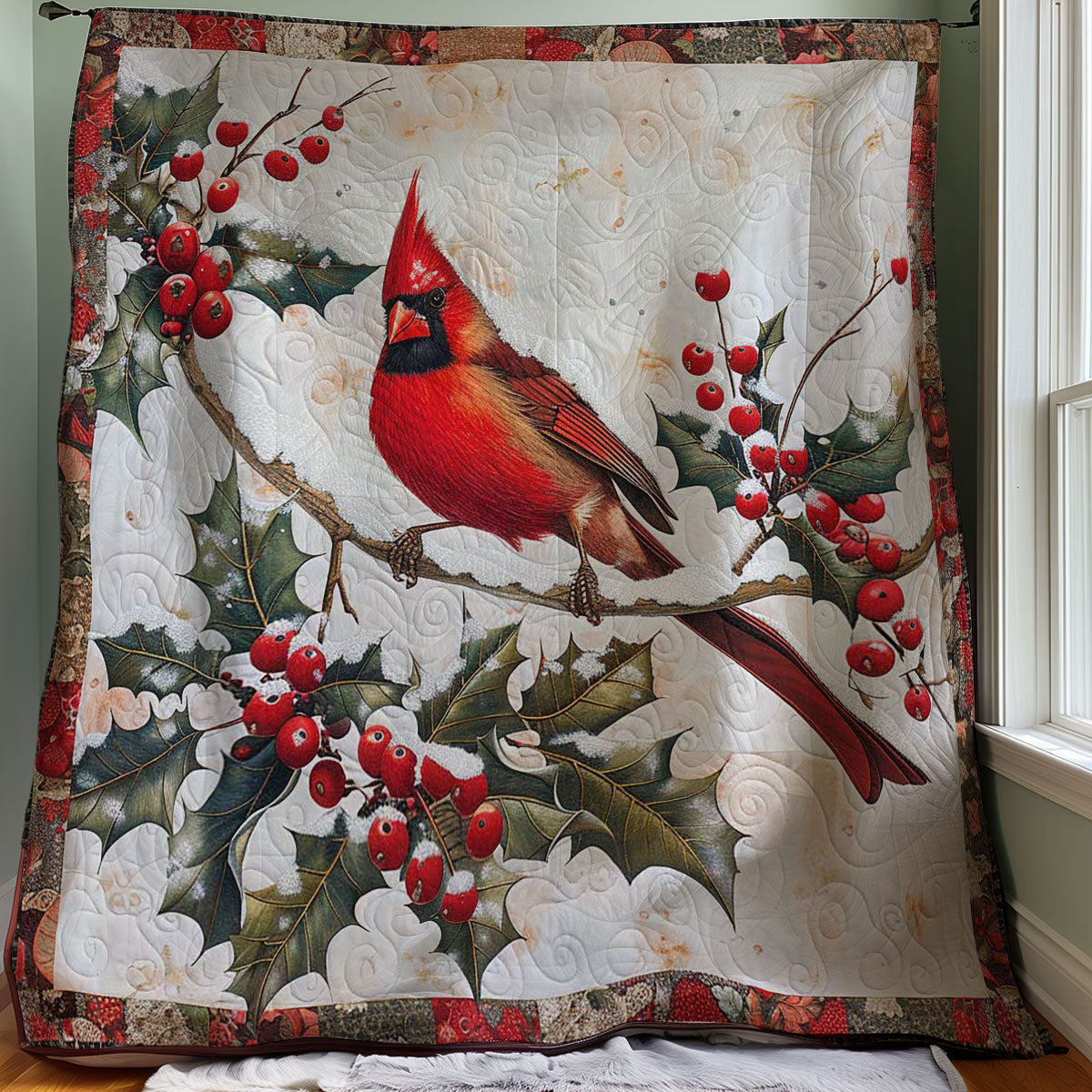 Red Cardinal Snowfall WP2907025CL Quilt