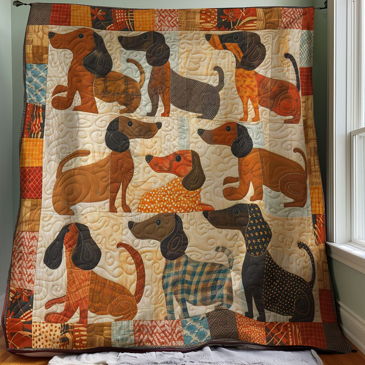 Collection Cute Dachshund Dog WP2907022CL Quilt