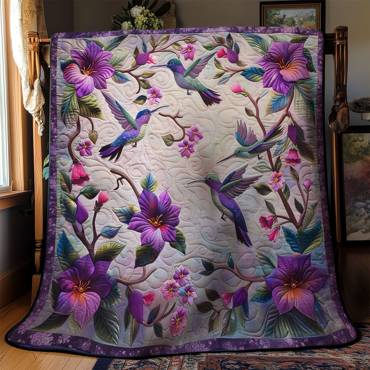 Art Morning Garden Hummingbirds WM0509029CL Quilt