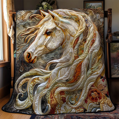 Artistic White Mane's Horse WM2008009CL Quilt