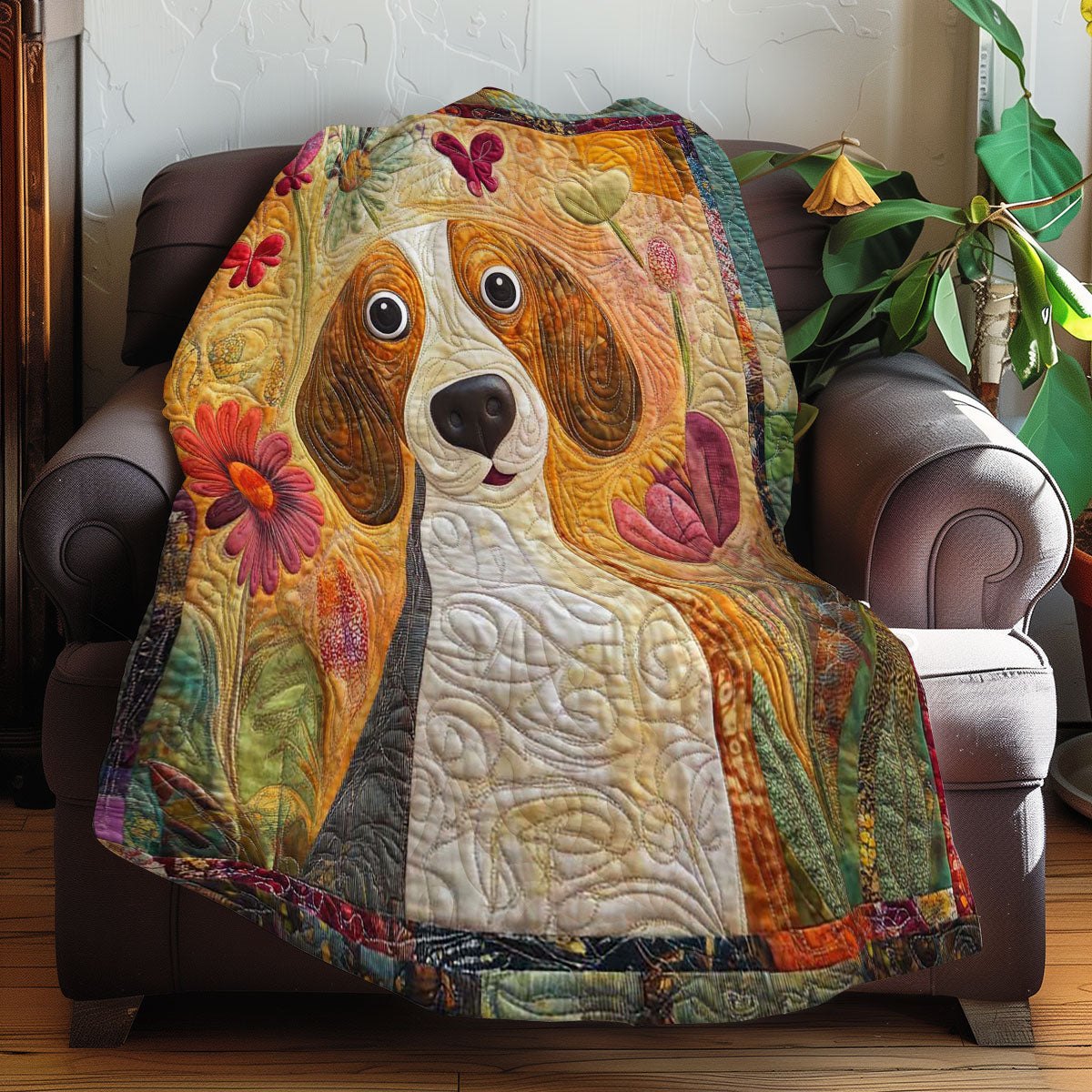 Beagle And Flowers WN0508040CL Quilt