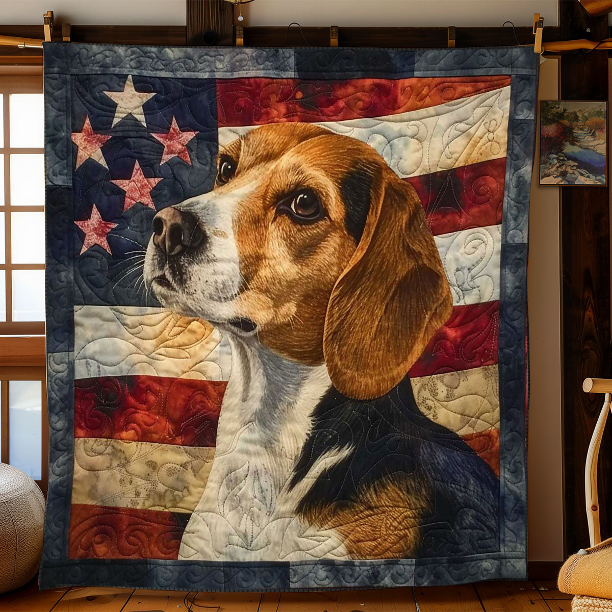 Beagle Stars and Stripes WN2608078CL Quilt