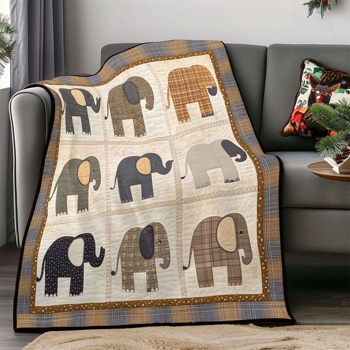 Beige Elephants WM0308001CL Quilt