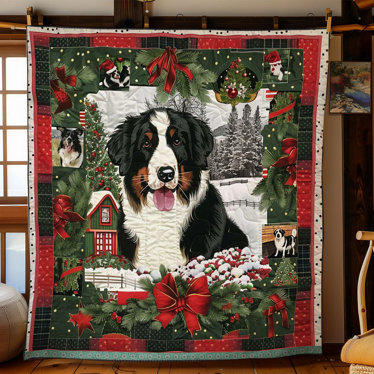 Bernese Mountain Christmas Tree Farm WN3008004CL Quilt