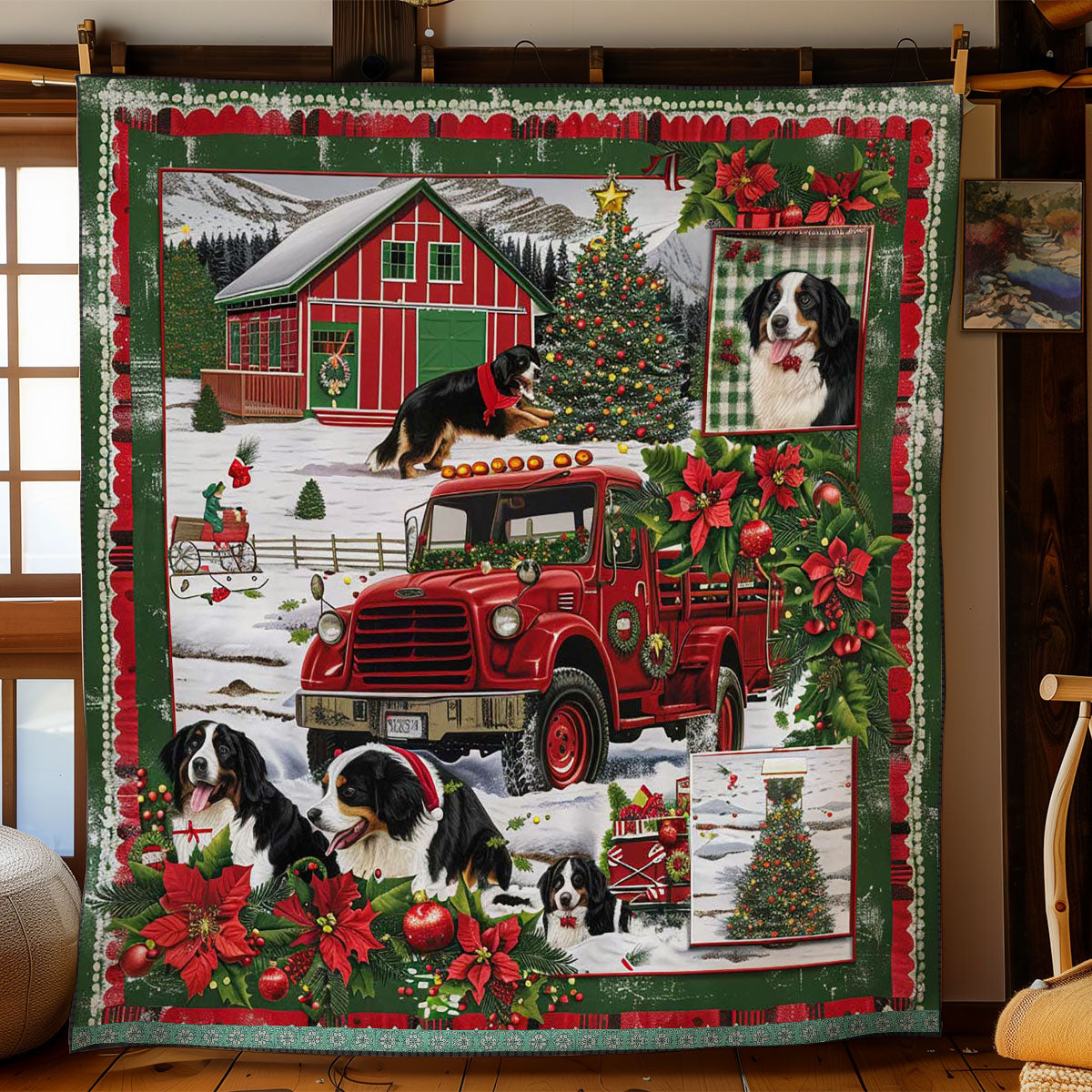 Bernese Mountain Festive Truck WN3008010CL Quilt