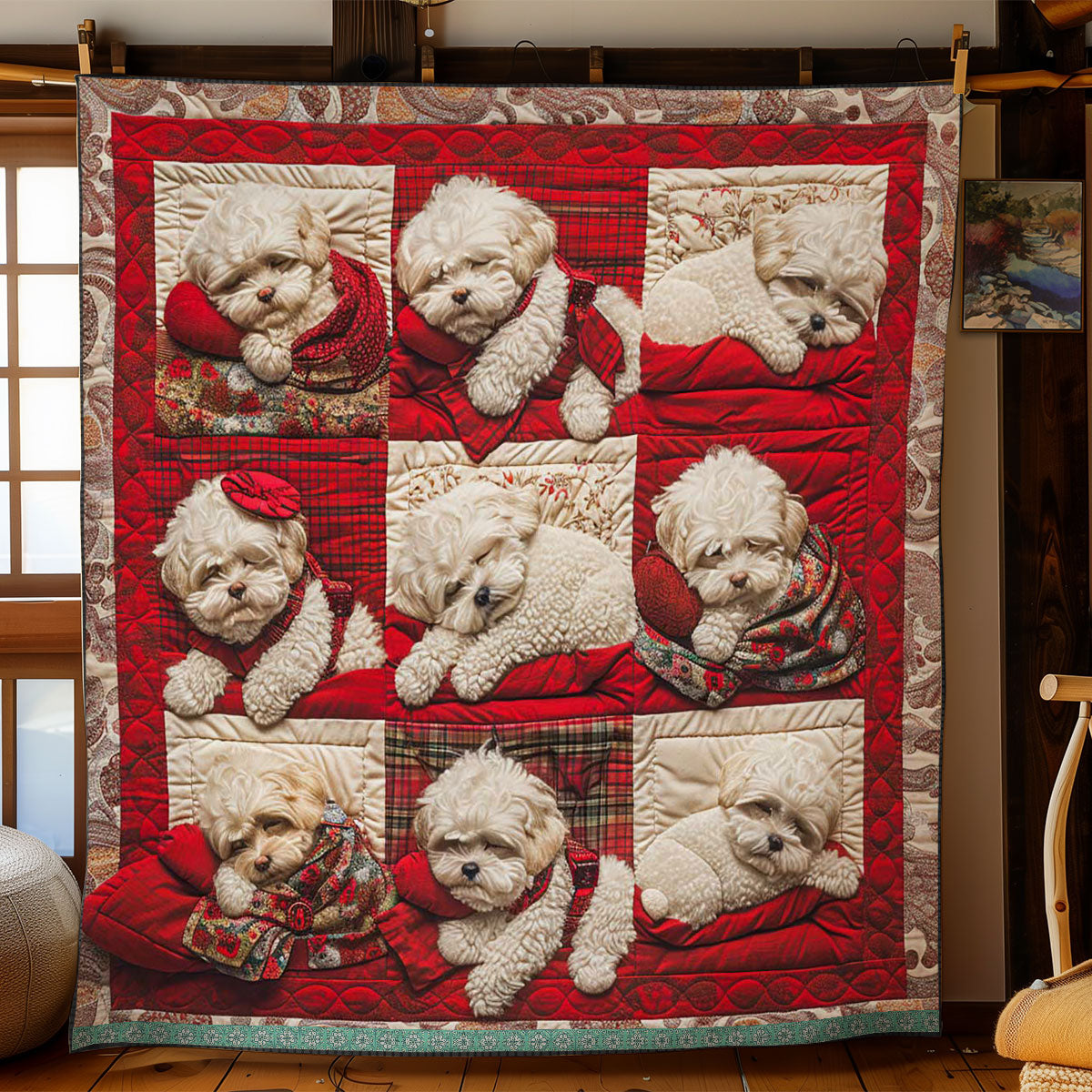 Bichon Frise Sleeping WN1209069CL Quilt