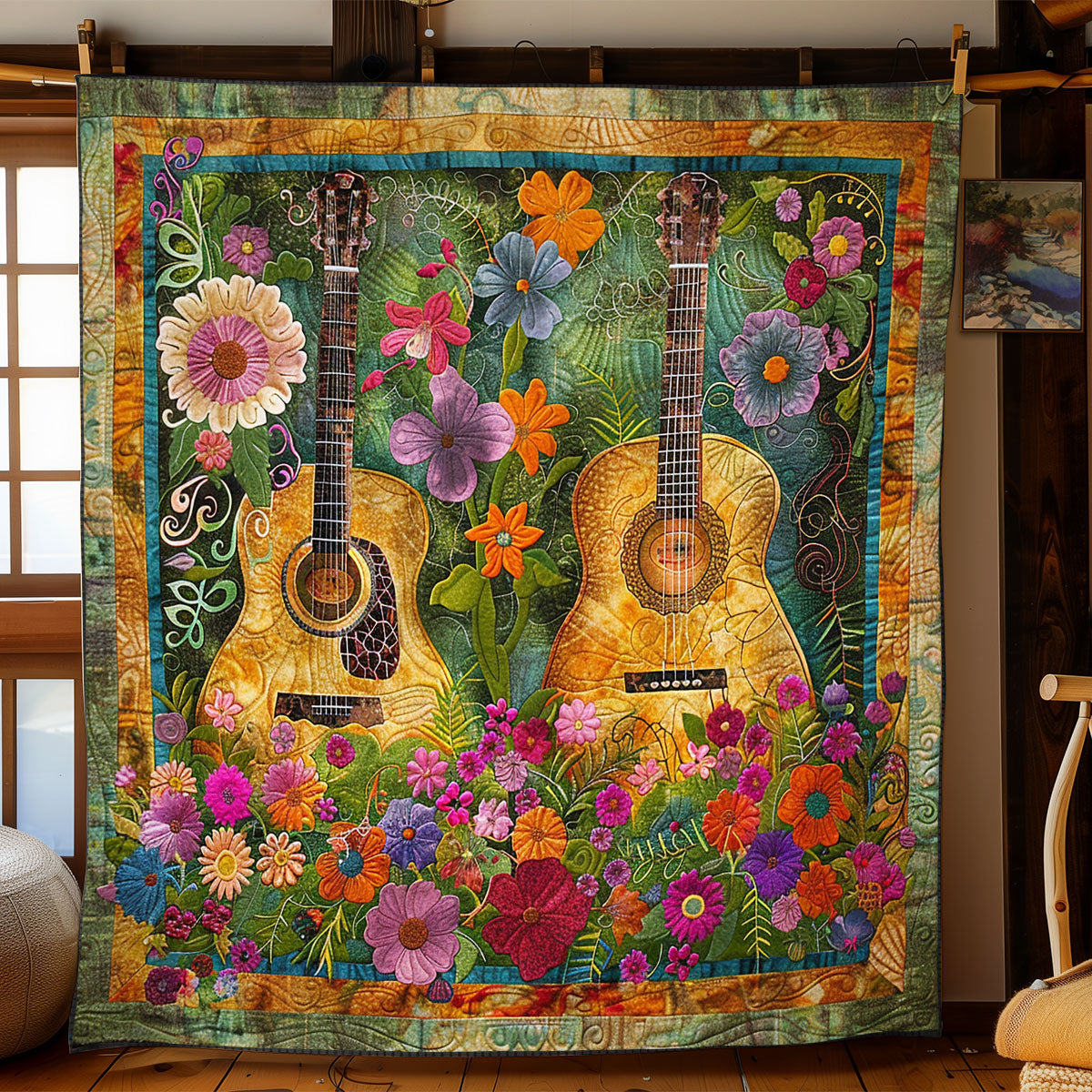 Blossoming Guitar Melodies WN2208141CL Quilt