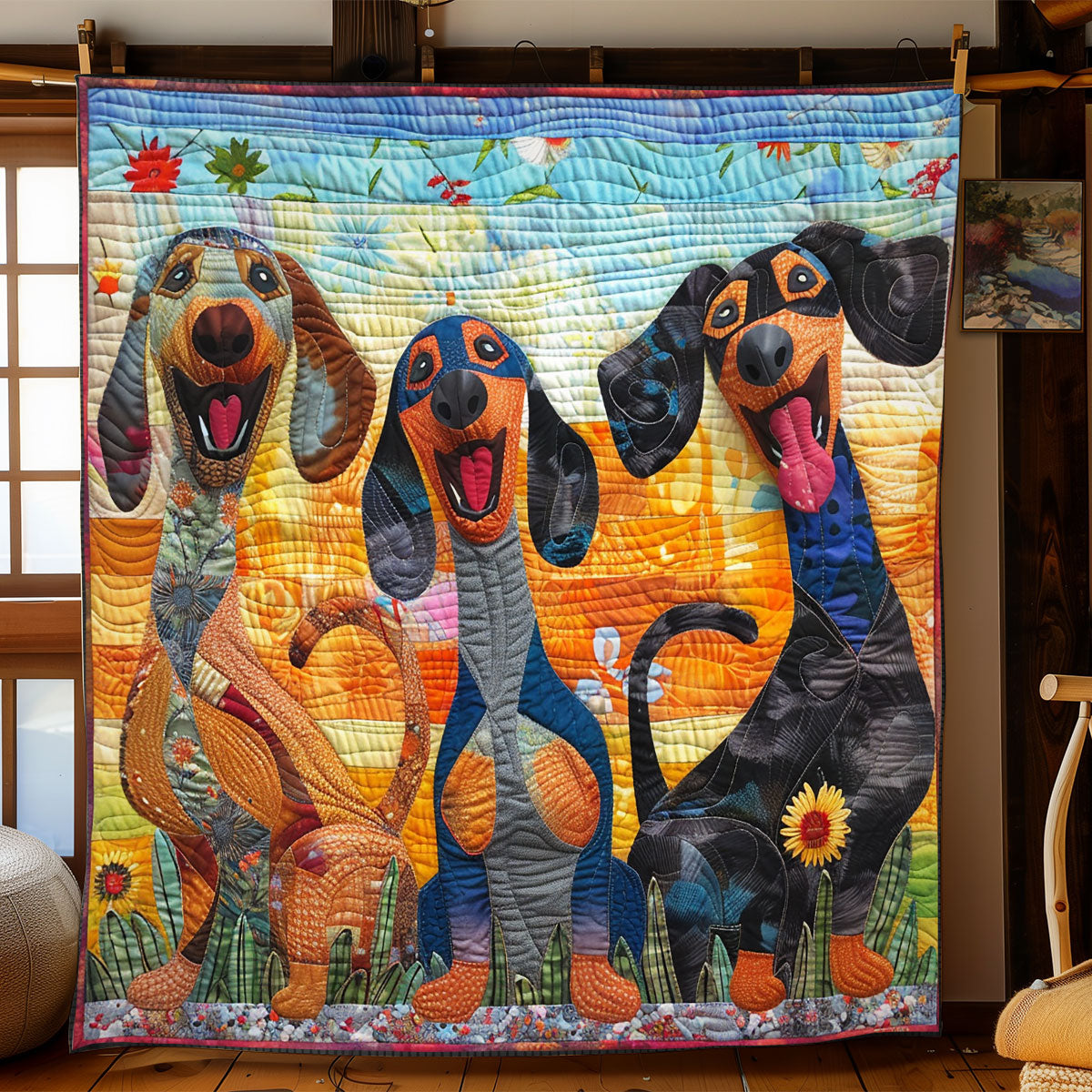 Bright Dachshund WN2208066CL Quilt