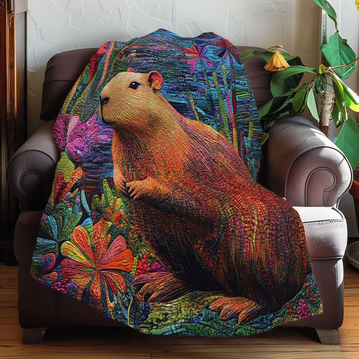 Capybara And Flowers WN0708053CL Quilt