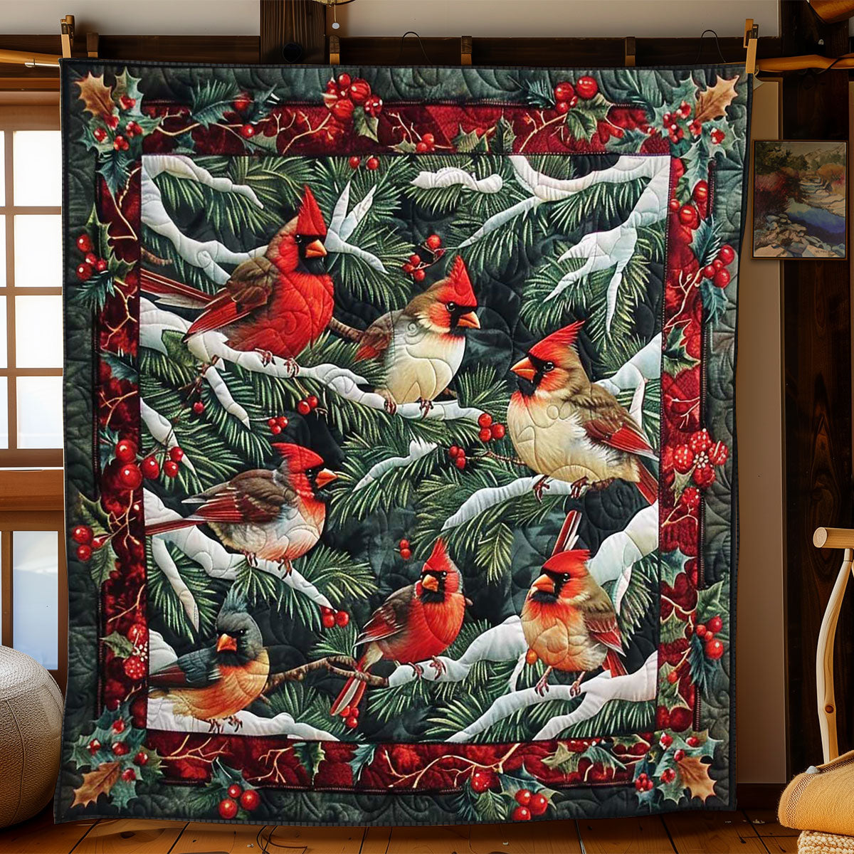 Cardinal's Holiday Spirit WN1608012CL Quilt