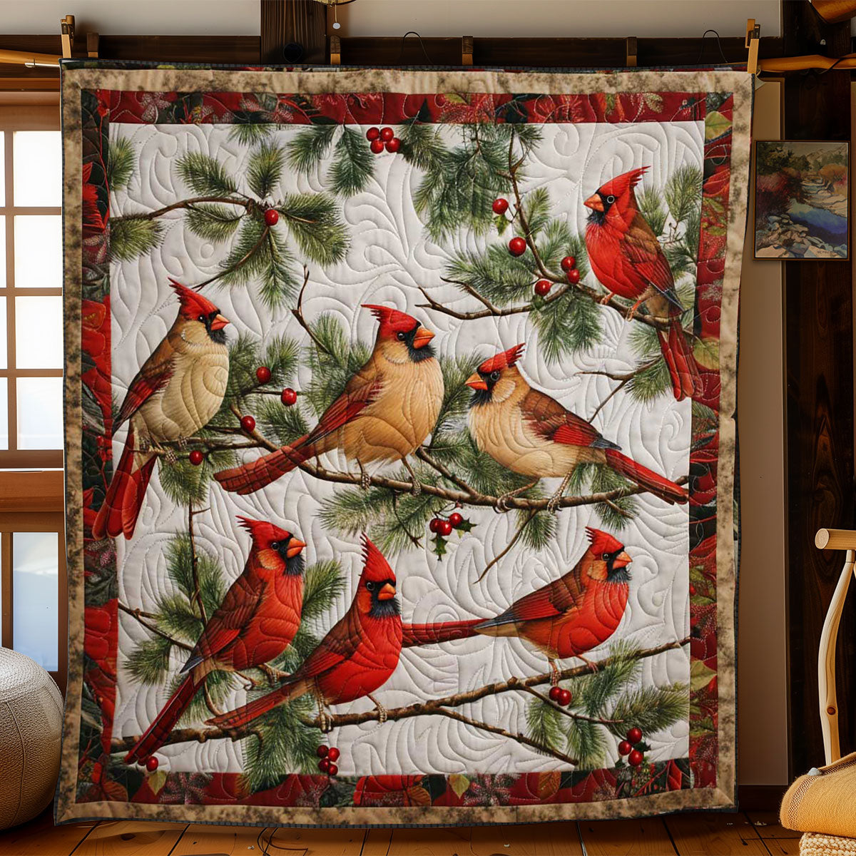 Cardinal's Winter Cheer WN1608011CL Quilt