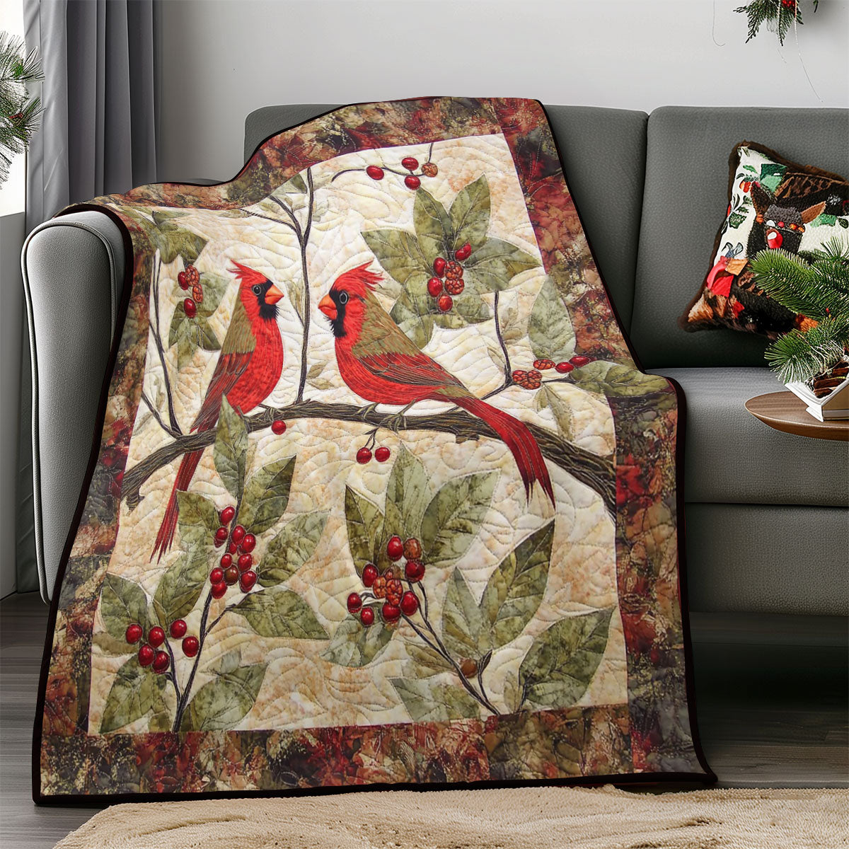 Cardinals And Berries WM0208003CL Quilt