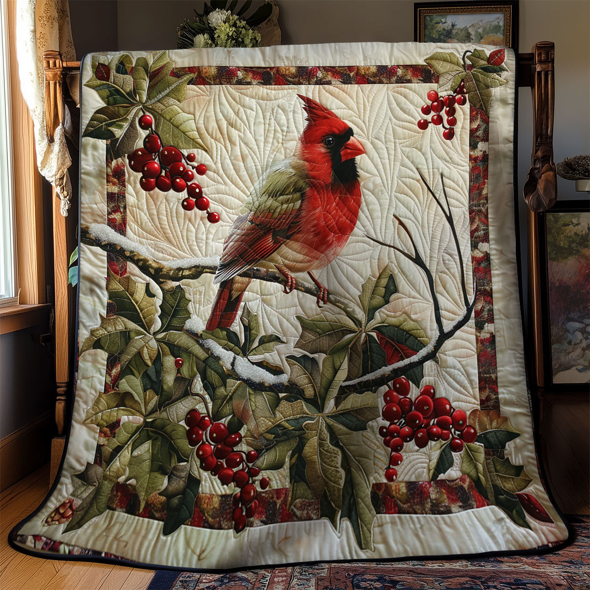 Cardinals And Berries WM2008033CL Quilt