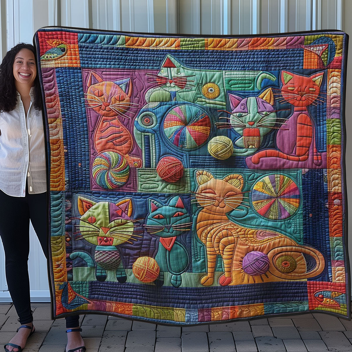 Cat And Wool Patchwork WN0908053CL Quilt