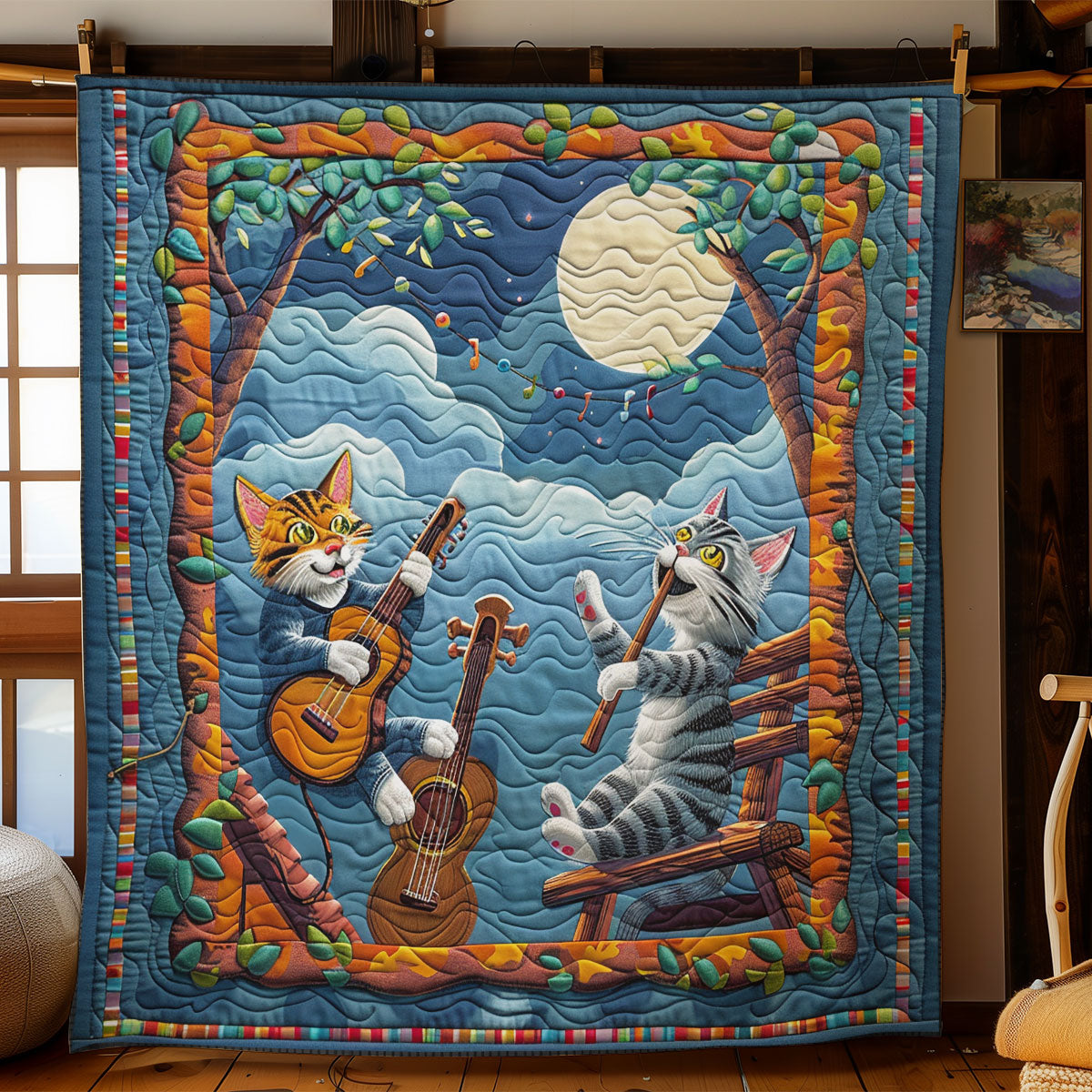 Cat Playing Music SR2008008CL Quilt