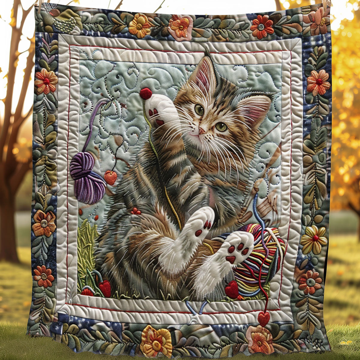 Cat Playing Yarn SR130814CL Quilt