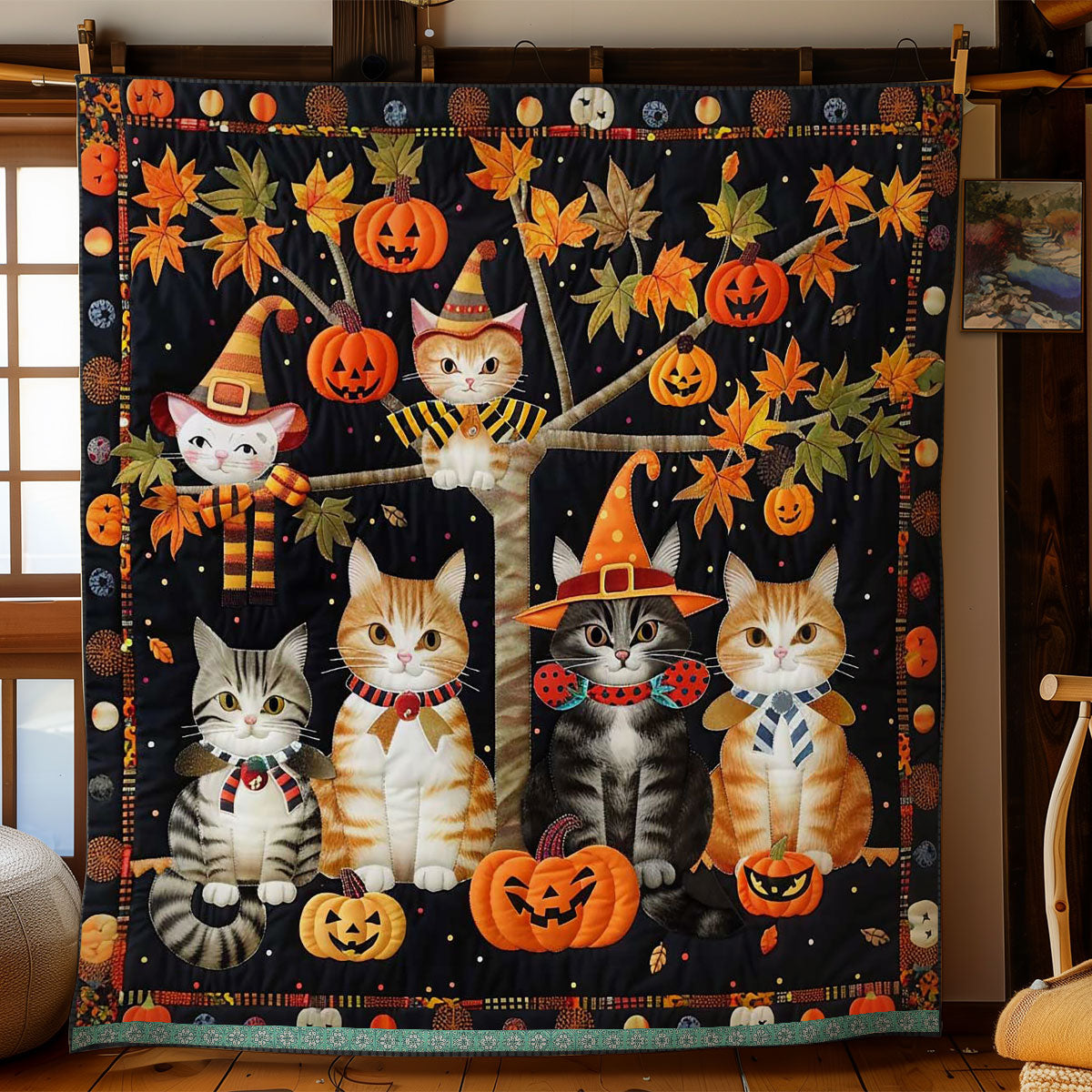 Cat Witch Halloween WN1609047CL Quilt