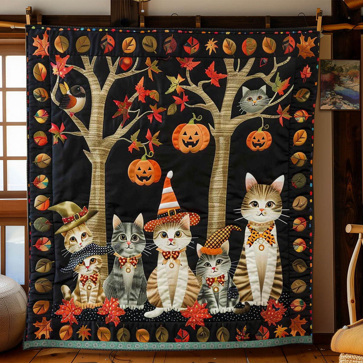 Cat Witch Halloween WN1609048CL Quilt