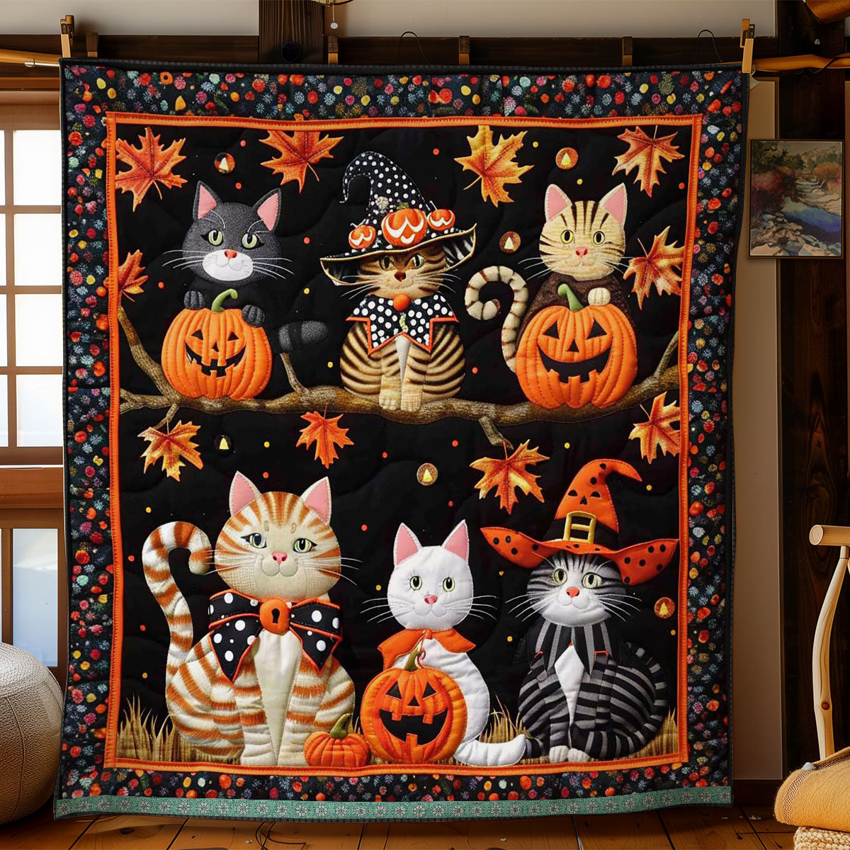 Cat Witch Halloween WN1609050CL Quilt