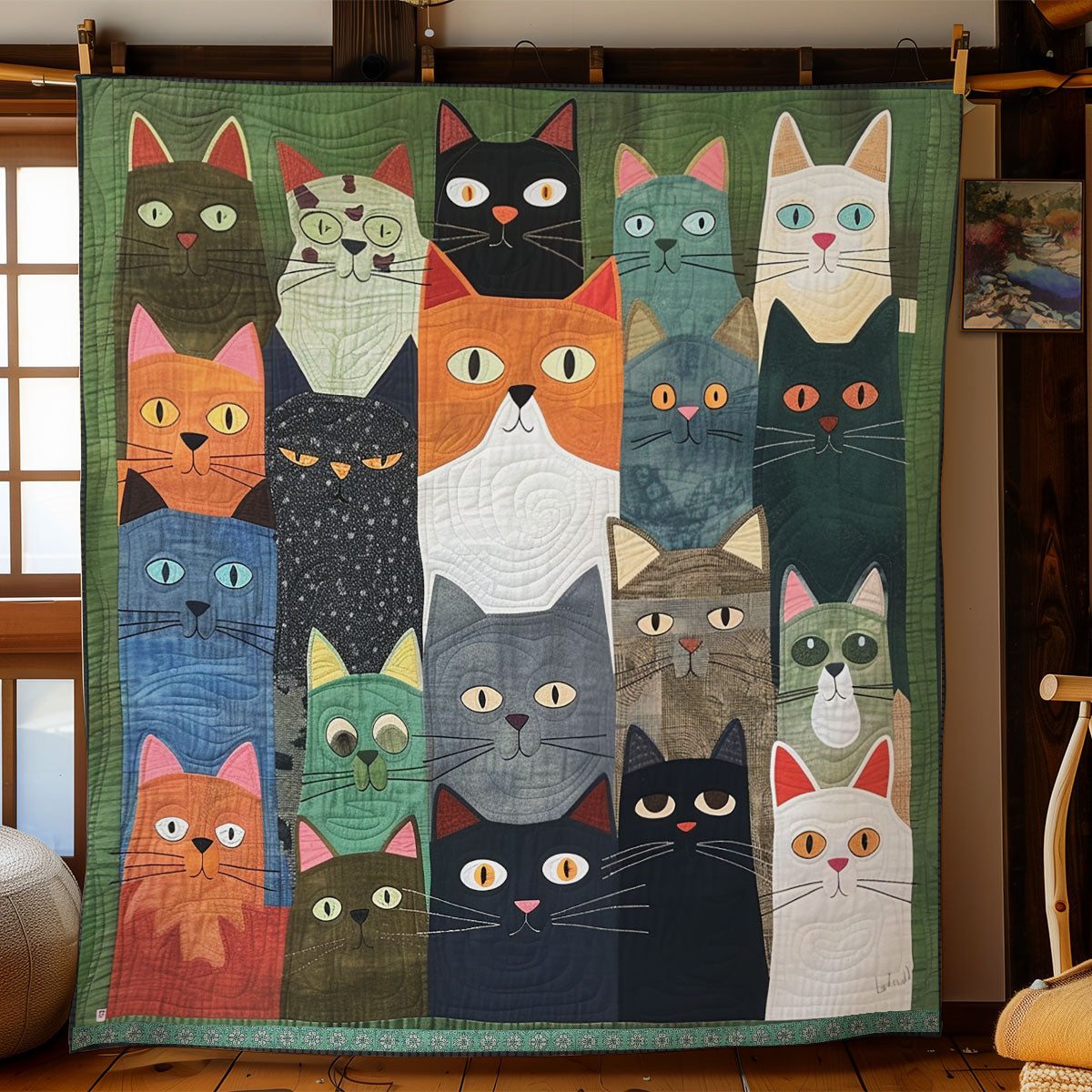 Cats' Bold Eyes WN0909087CL Quilt