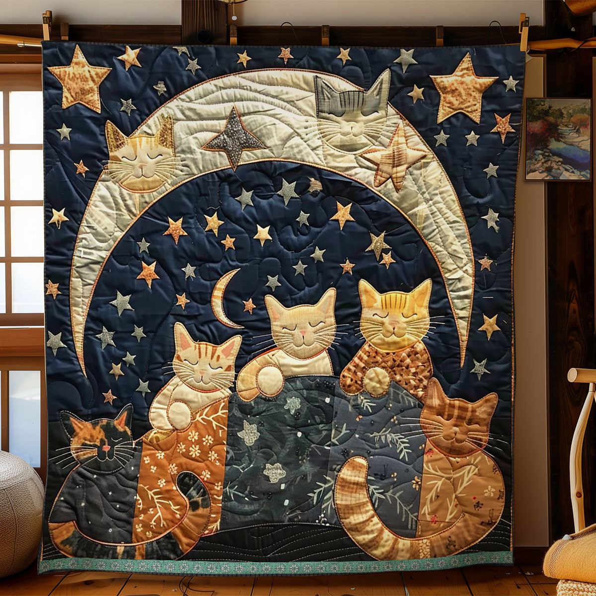 Cats’ Dreamy Crescent WN0909098CL Quilt