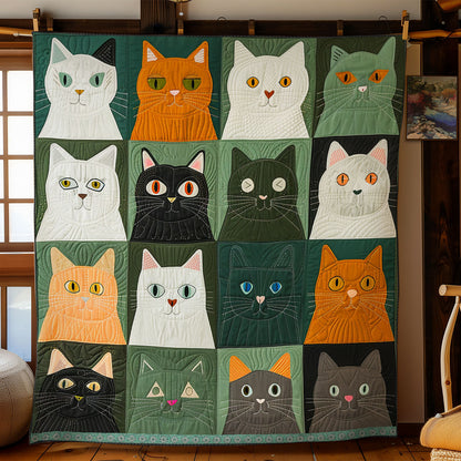 Cats' Unblinking Gaze WN0909088CL Quilt