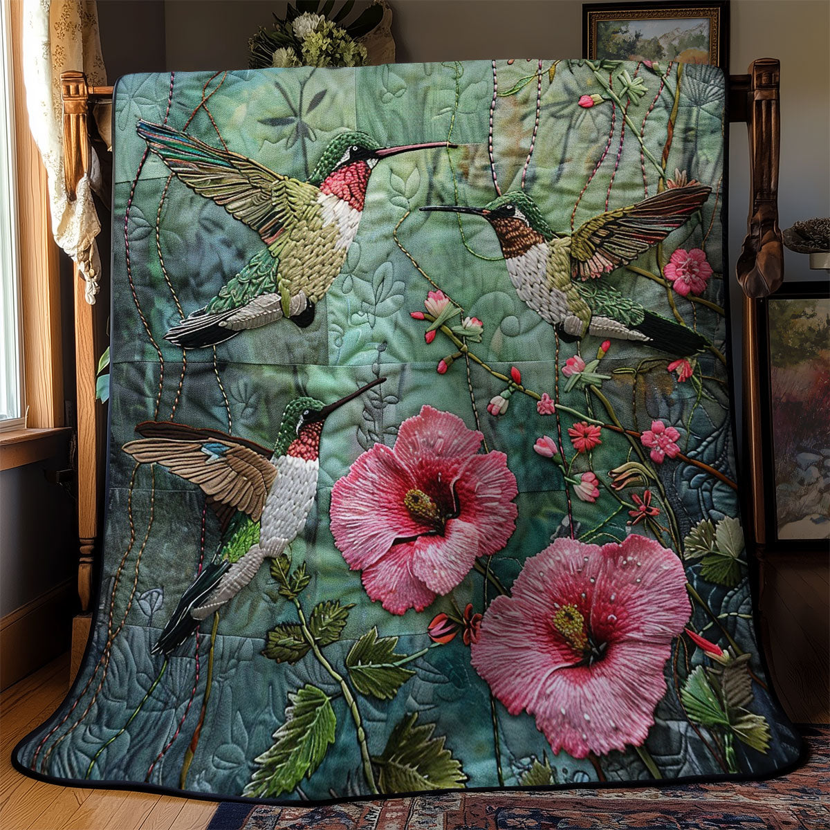 Charming Embroidy Hummingbirds WM2308011CL Quilt